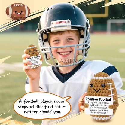 Hand-Knit Positive Football Plush Doll Amen Artisan