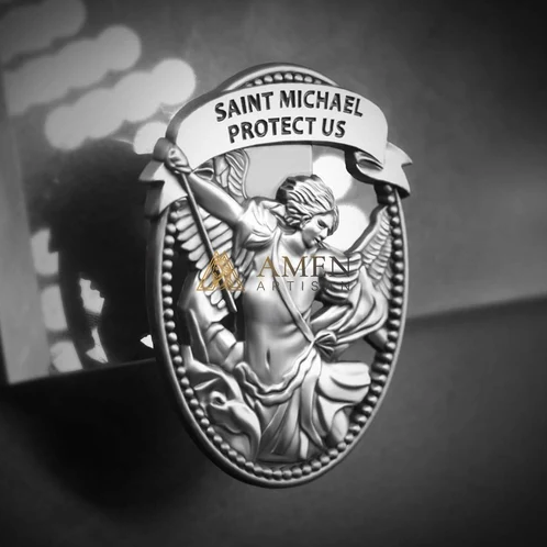 St Michael Medal Car Clip Amen Artisan