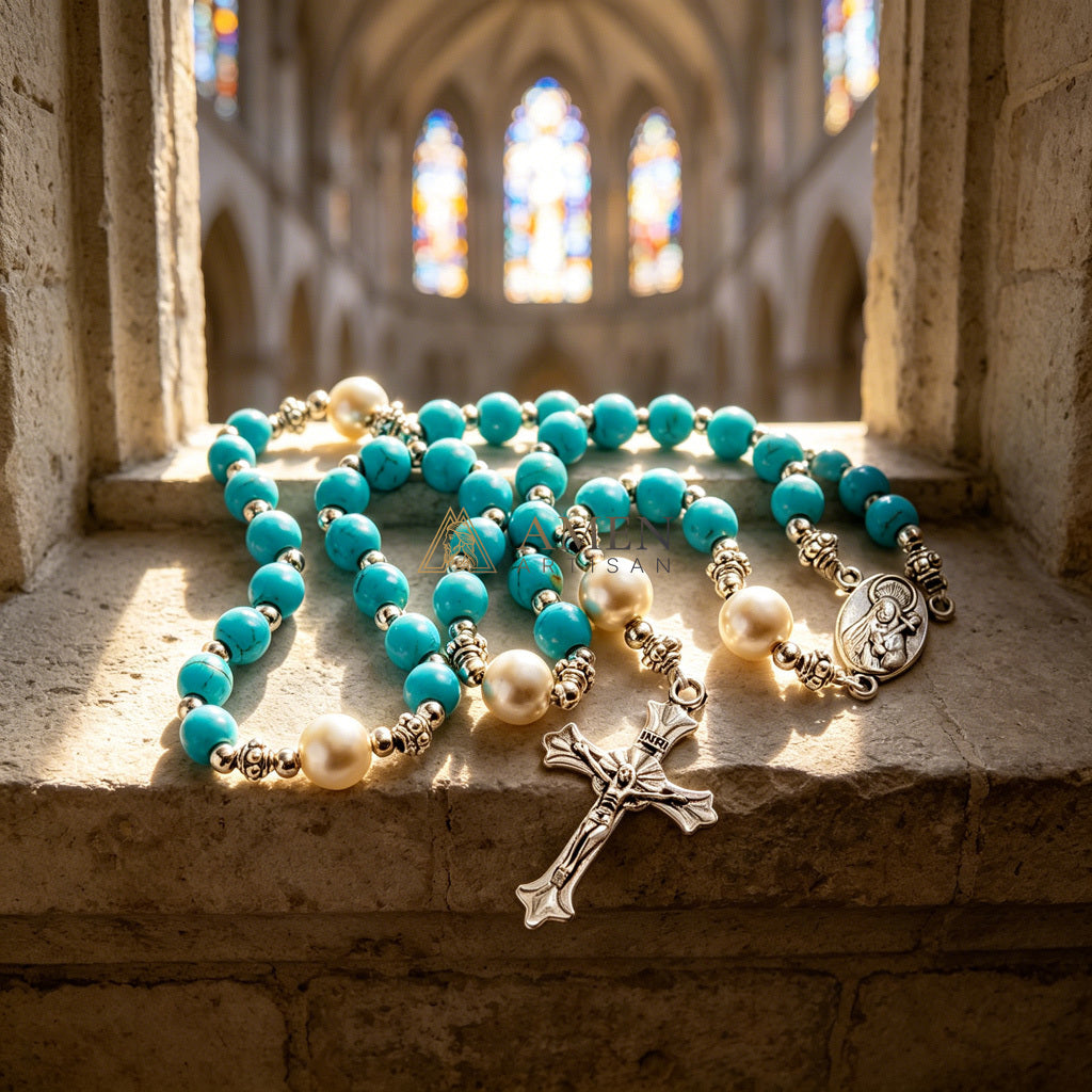 【Deal Today】Turquoise Rosary — Faith, Healing & Divine Protection