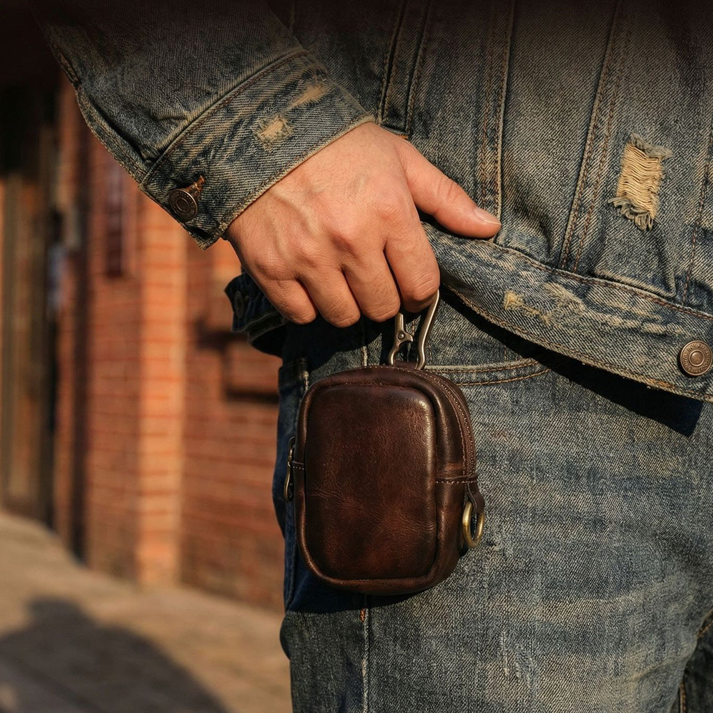 Vintage Full-Grain Leather Rosary Pouch — Classic Faith Storage Case