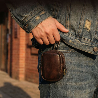 Vintage Full-Grain Leather Rosary Pouch — Classic Faith Storage Case
