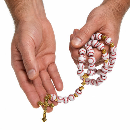 【DEAL TODAY】Baseball Rosary with Gold-Tone Crucifix and Cross Spacers