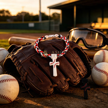 【DEAl TODAY】Tri Color Braided Sports Cross Bracelet - Faith, Strength & Team Spirit |  Amen Artisan