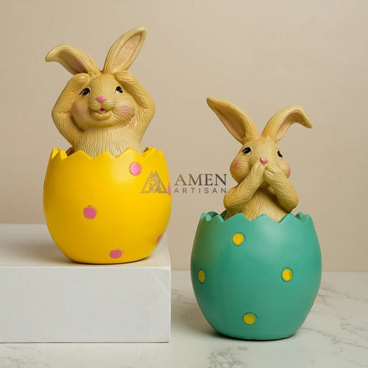 Easter Bunny Egg Statue Amen Artisan