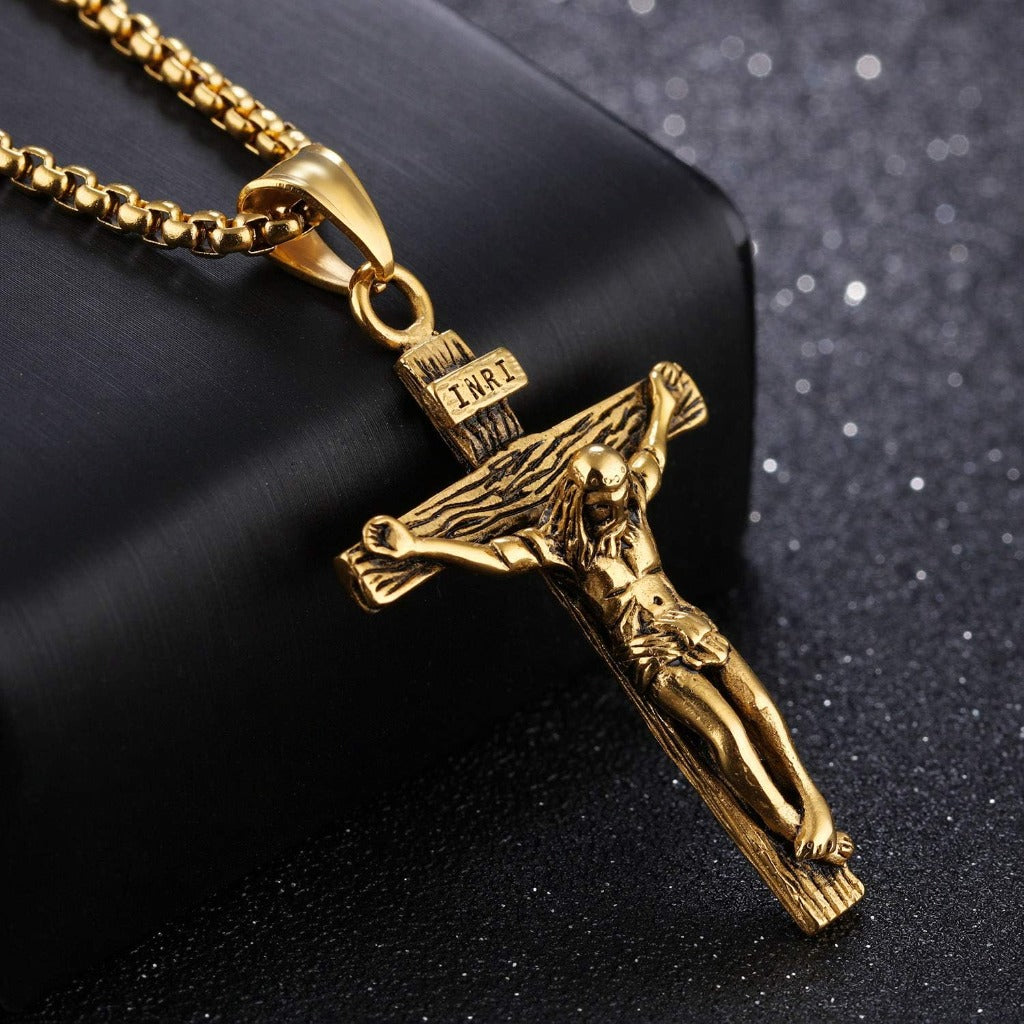 Vintage Crucifix Necklace Amen Artisan