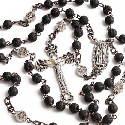 【Deal Today】Lava Stone Our Lady of Guadalupe Medal Rosary
