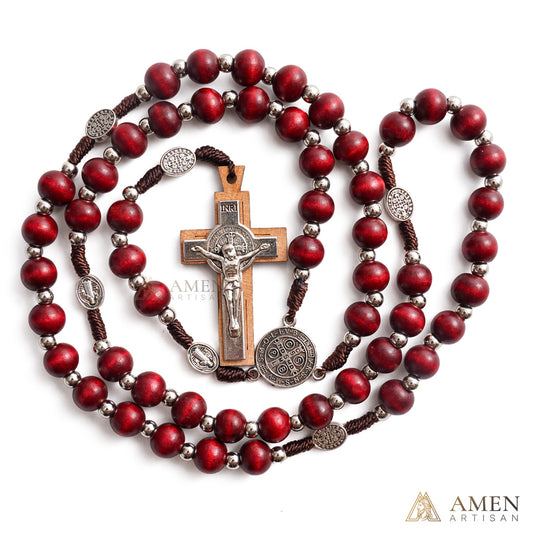 Natural Wood Rosary Beads Necklace with Crucifix - Devotion & Blessing |  Amen Artisan