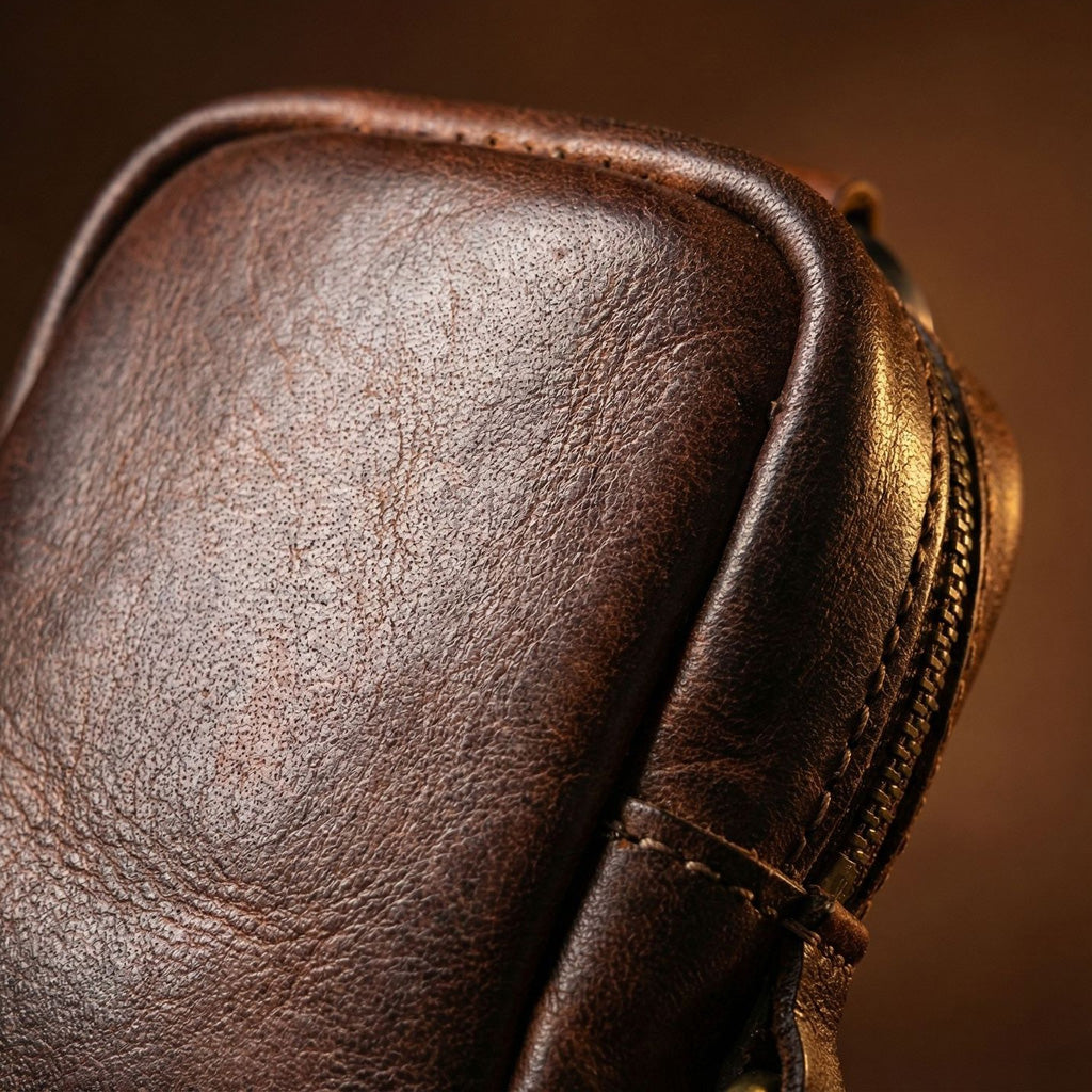 Vintage Full-Grain Leather Rosary Pouch — Classic Faith Storage Case