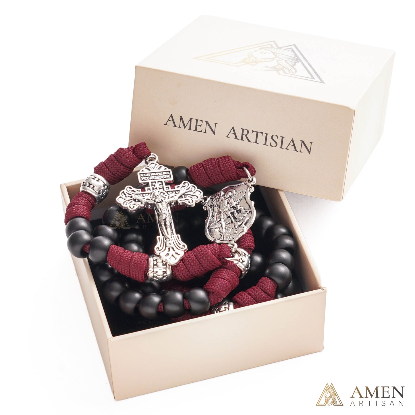 【Deal Today】St. Michael Paracord Rosary with Jesus Crucifix - Protection & Strength