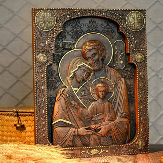 Holy Family Wood Carving