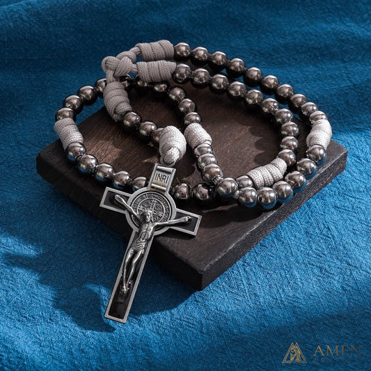 Deal Today·St. Benedict Crucifix Rosary Necklace – Spiritual Protection Amen Artisan