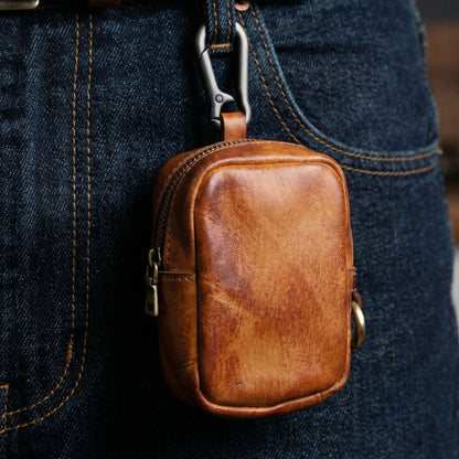 Vintage Full-Grain Leather Rosary Pouch — Classic Faith Storage Case