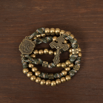 St. Michael Antique Bronze Paracord Rosary Bracelet – Guardian of Faith Amen Artisan