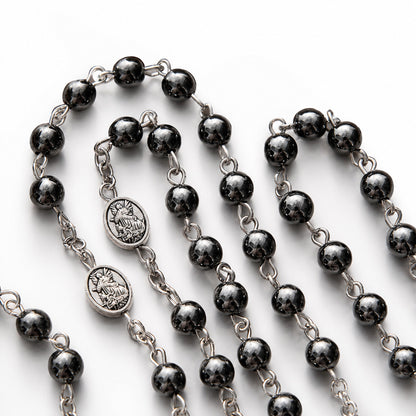 【Deal Today】St. Michael Rosary with Blue Enamel Storage Box - Faith & Strength | Amen Artisan