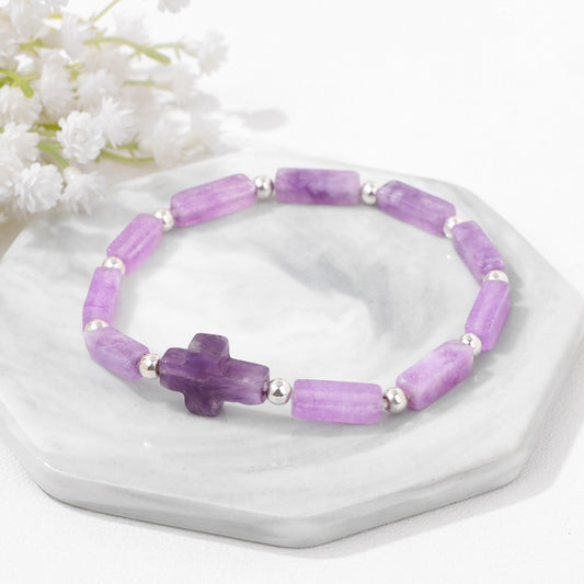 Cross Purple Stone Bracelet