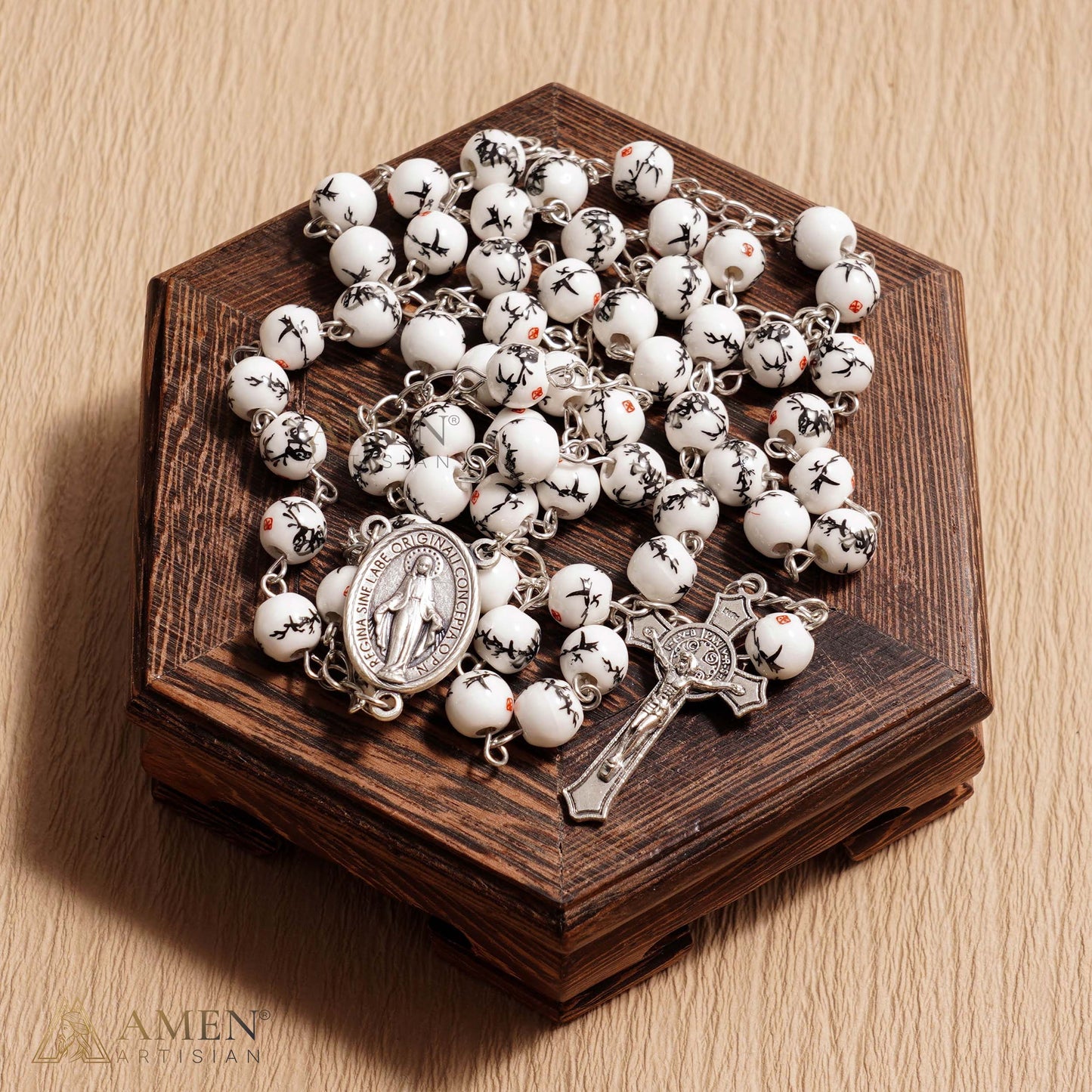 Ink Bamboo Ceramic Rosary Amen Artisan