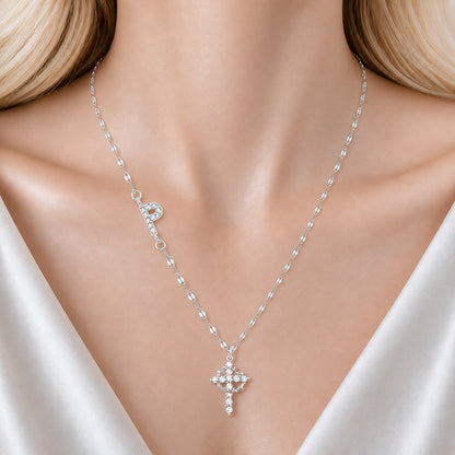 【DEAL TODAY】Sparkling Zircon Cross Necklace with A-Z Initial Charm