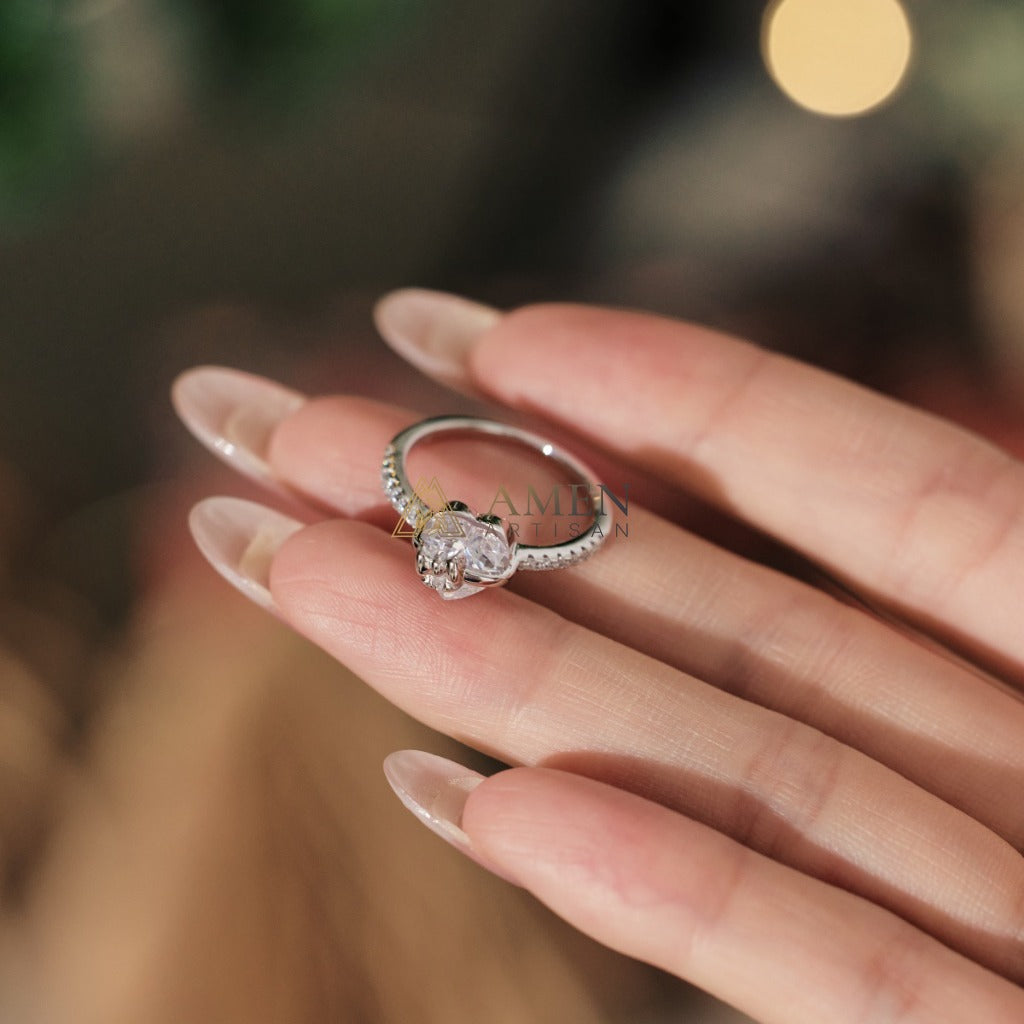 Heart Bow Diamond Ring Amen Artisan