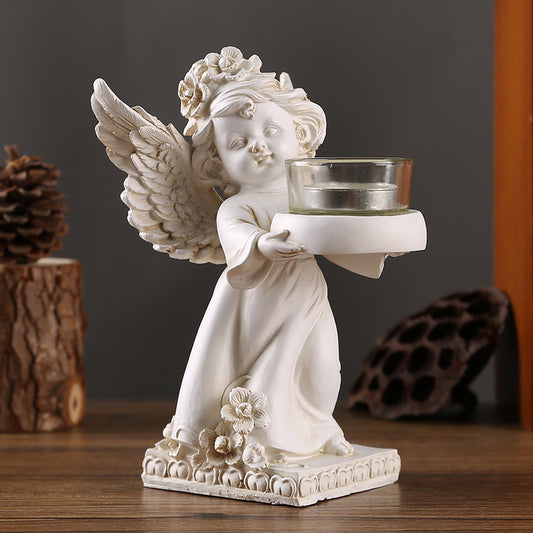 Vintage Angel Candlestick Ornament | Romantic Candlelight Dinner Decor, Ambiance Prop