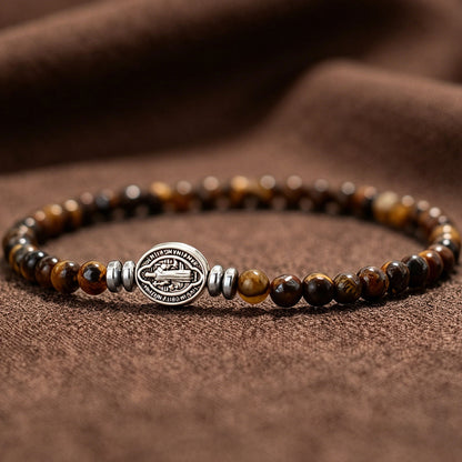 Multicolor Natural Stone St. Benedict Bracelet with Double-Sided Medal