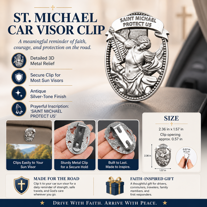 St Michael Medal Car Clip Amen Artisan