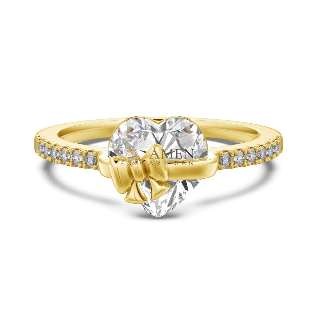 Heart Bow Diamond Ring Amen Artisan