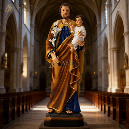 Saint Joseph with The Child Jesus Statue Amen Artisan