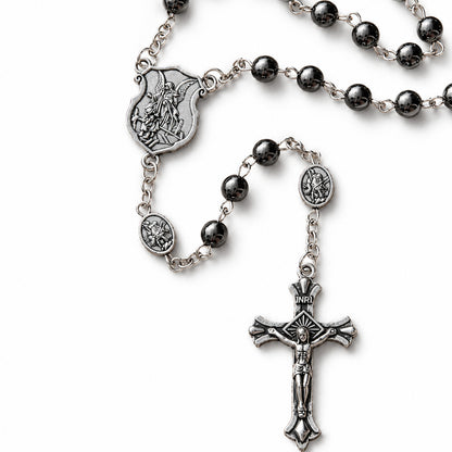 【Deal Today】St. Michael Rosary with Blue Enamel Storage Box - Faith & Strength | Amen Artisan