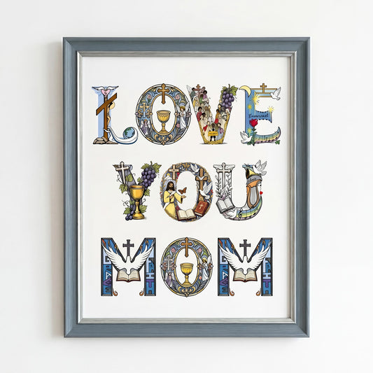 "Love You Mom"Personalized Alphabet Frame – Christian Gift for Mother’s Day & Baptism | Amen Artisan