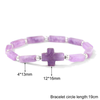 Cross Purple Stone Bracelet Amen Artisan