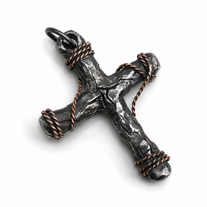 925 Sterling Silver Cracked Cross Pendant Necklace