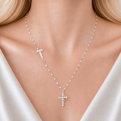【DEAL TODAY】Sparkling Zircon Cross Necklace with A-Z Initial Charm