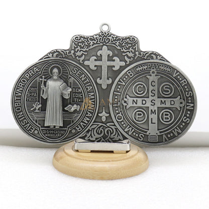 Saint Benedict Double Medallion Pendant Ornament  Amen Artisan