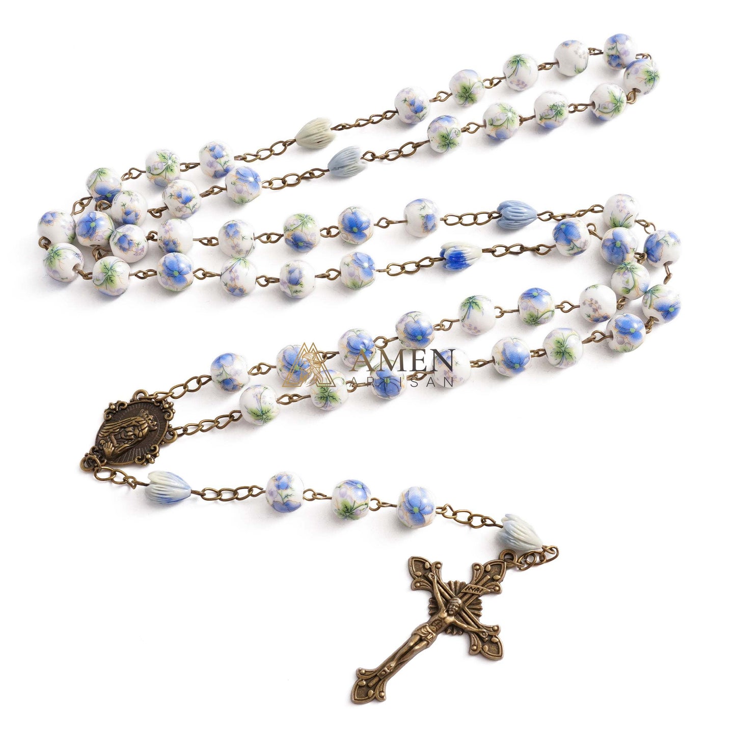 Flowers and Plants Ceramic Rosary Amen Artisan