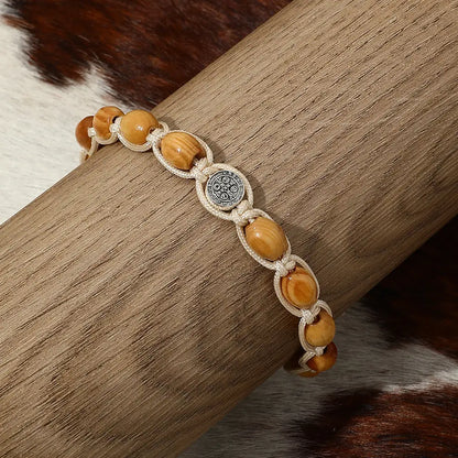 Braided Wooden Beads Saint Benedict Medal Bracelet